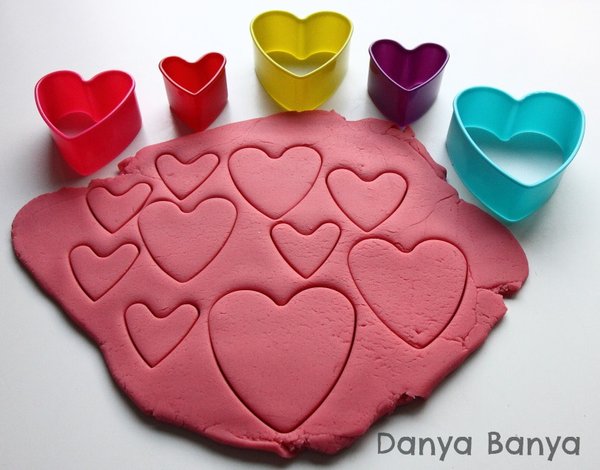 Play Dough and Heart Shaped Cookie Cutters