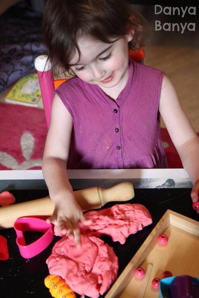 Valentines Day play with rose scented play dough