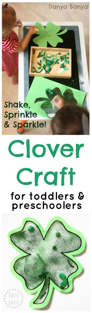 Four leaf clover craft that toddler and preschool aged kids can do together