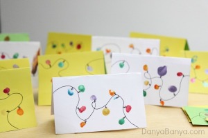 Christmas Lights Cards from Kids' Fingerprints – Danya Banya