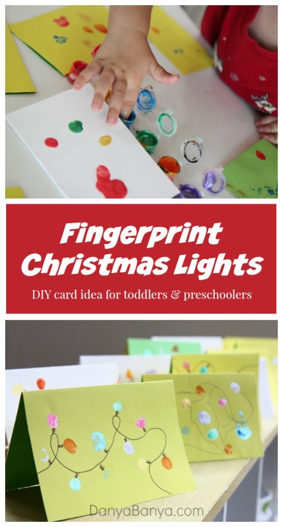 Christmas Lights Cards from Kids' Fingerprints – Danya Banya