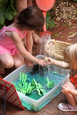 Summer ocean themed water play in the backyard ~ Danya Banya