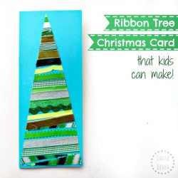 Ribbon Christmas tree card craft for kids