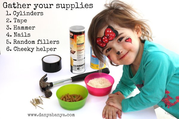 gather your supplies for toddler-made rainsticks