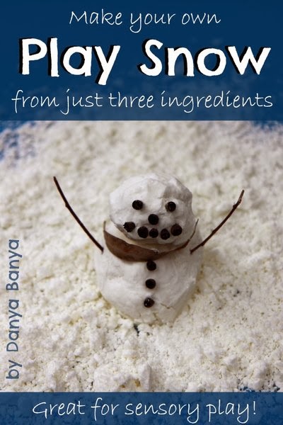 DIY Play Snow using just three ingredients. Great for sensory play.