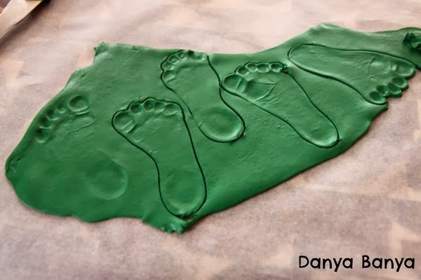 Making clay footprints