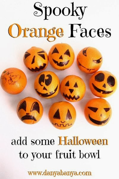 Draw some Spooky Orange Faces to add some Halloween to your fruit bowl