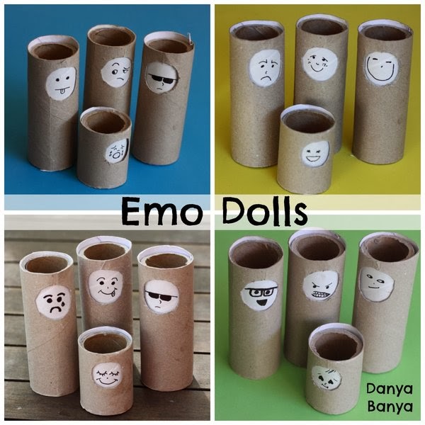 DIY Emo Dolls made from toilet paper rolls to teach emotions