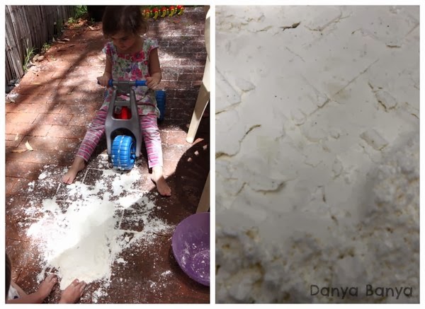 Making and examining tricycle tread marks in Play Snow