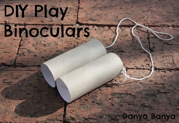 Toilet paper roll pretend play binoculars with white string