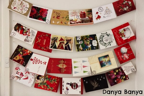 Upcycled Christmas cards advent calendar