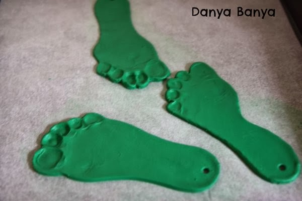 Making clay footprints