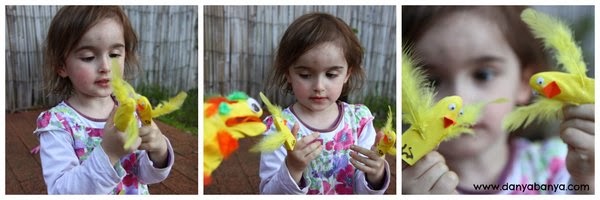 DIY bird finger puppets for Two Little Dicky Birds nursery rhyme play