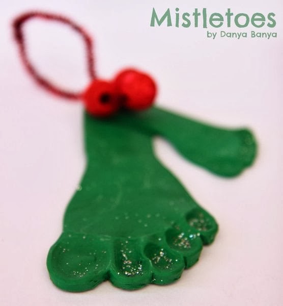 Clay footprint mistletoe Christmas decorations