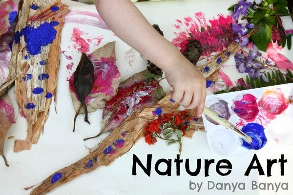 Spring Nature Art for preschoolers - Learning about and painting with neighbourhood flora.