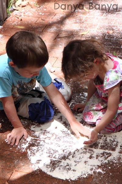 Preschooler sensory play with Play Snow